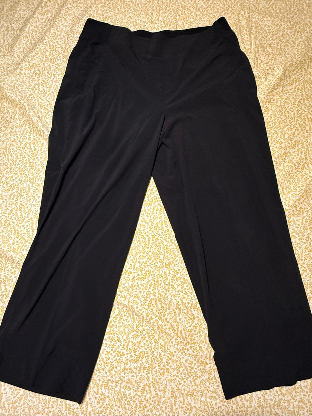 Athleta Black Wide-Leg Pull-On Trousers